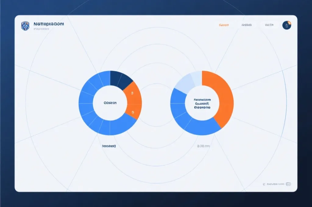 An abstract radar chart comparing two sports teams performance metrics with clean interface